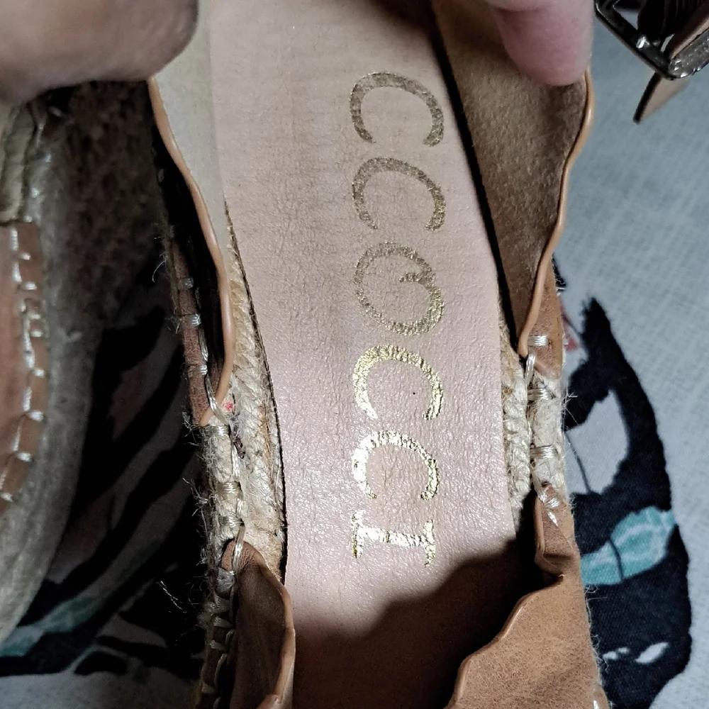 CCOCCI Tan Espadrille Sandals with Ankle Strap
